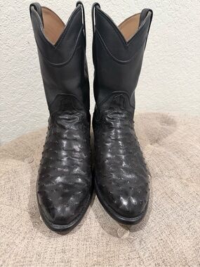 Men's Tecovas Duke Earl Black Ostrich Western Boots